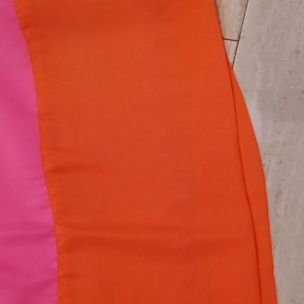 J. Crew Factory Orange/Pink Color Block Silky Skirt - Picture 2 of 7